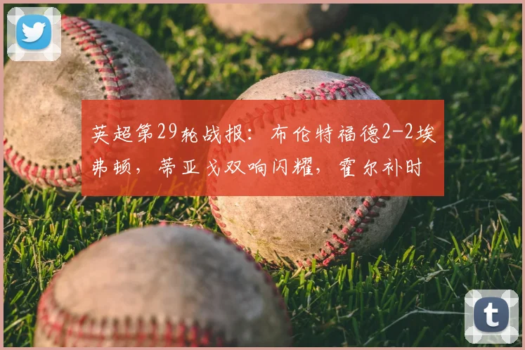 英超第29轮战报：布伦特福德2-2埃弗顿，蒂亚戈双响闪耀，霍尔补时绝平抢回一分